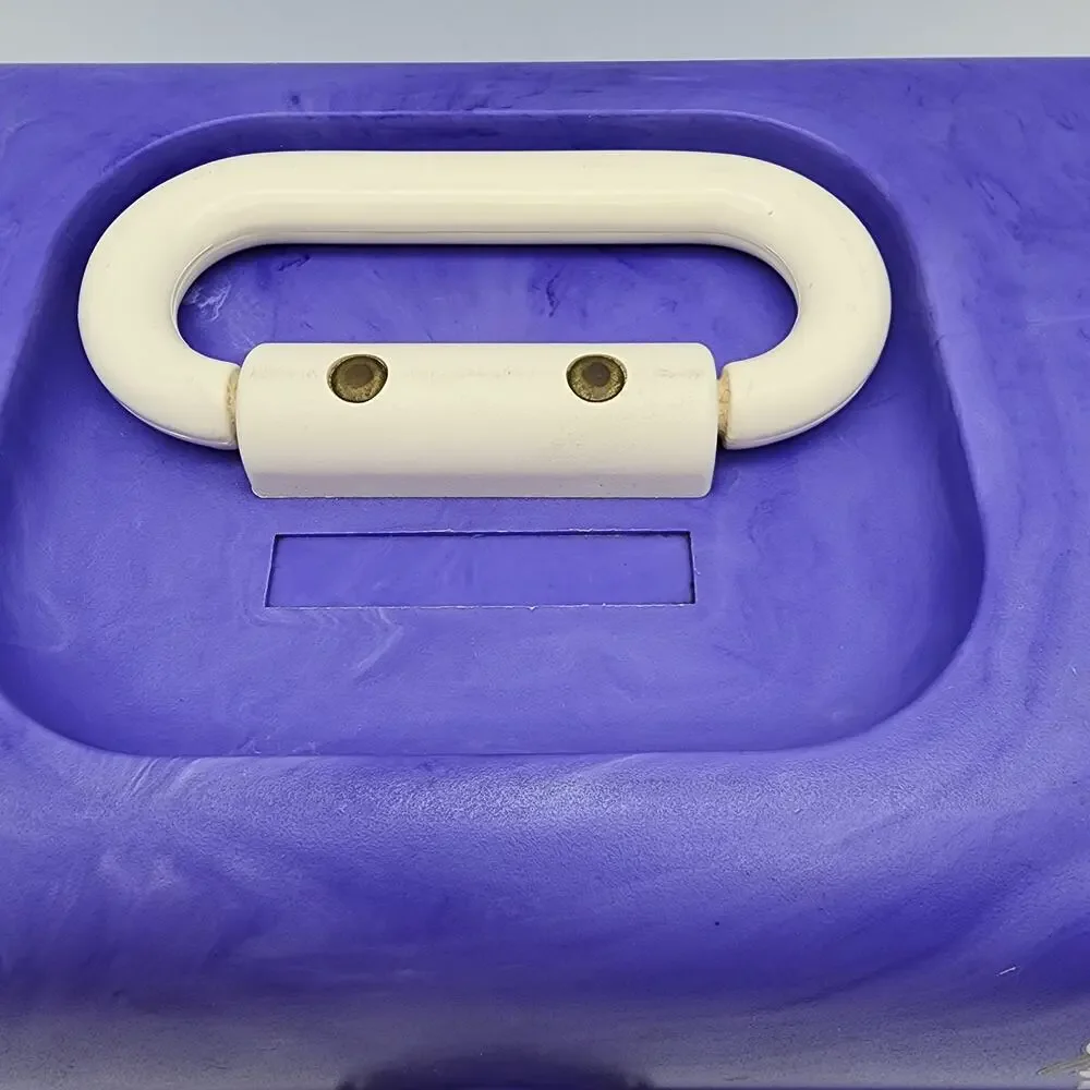 Vintage 90s Caboodles Makeup Case Purple Swirl Mirror Slide Out Trays 3 Tier USA
